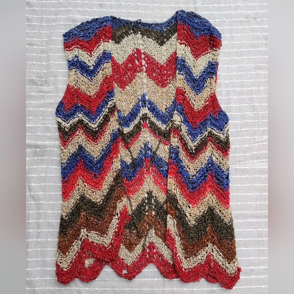 Vintage Leather Crochet Vest